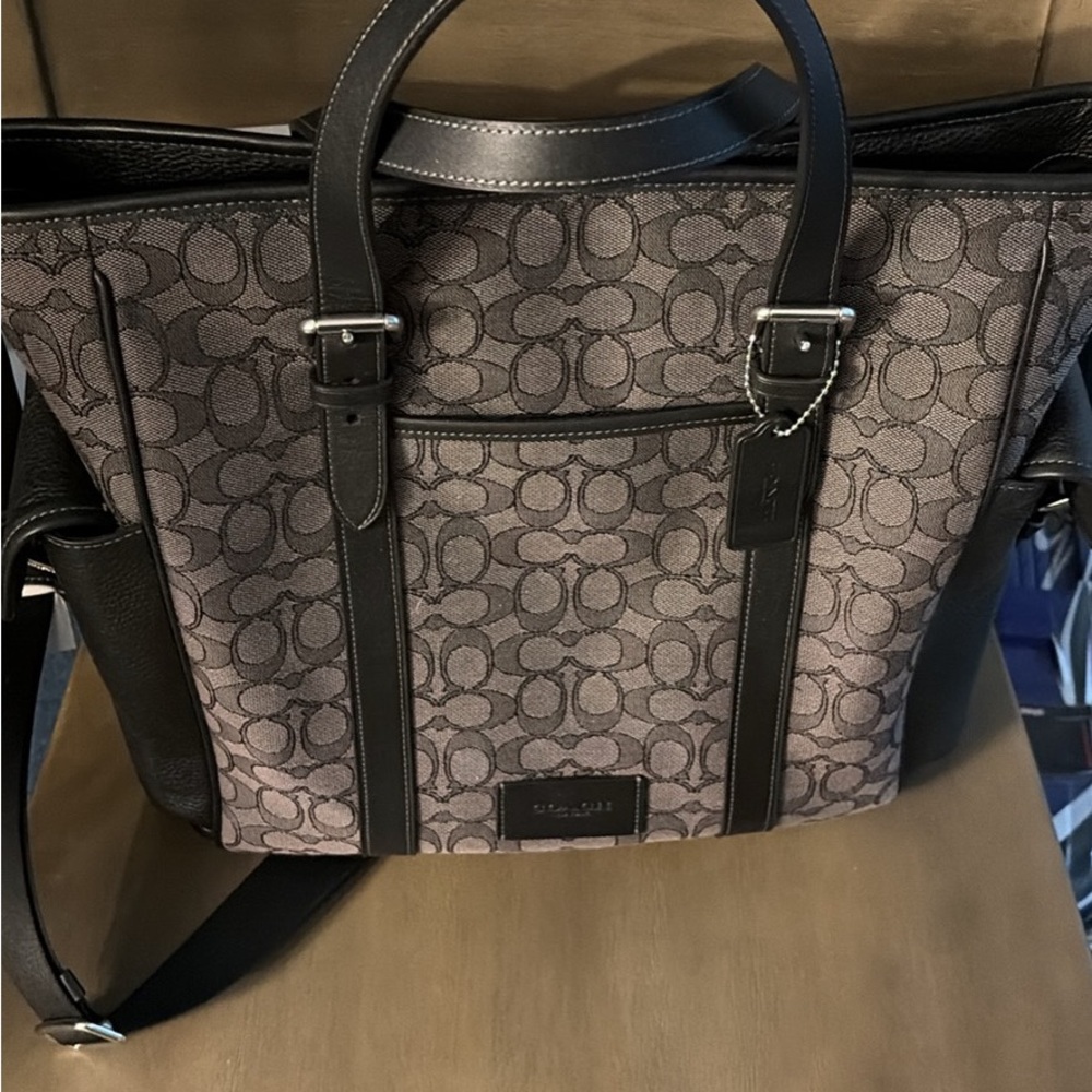 Coach Black and Gray Signature Canvas Bag